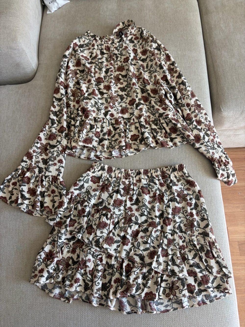 H&M Floral Bell Sleeve and Skirt Set